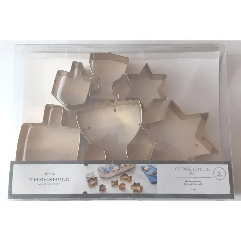 NEW 6pc Target Cookie Cutter Set Dreidel Hanukah Menorah Stainless Steel